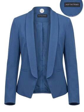 Shop The Trends Women's Slate Blue Open-Front Blazer